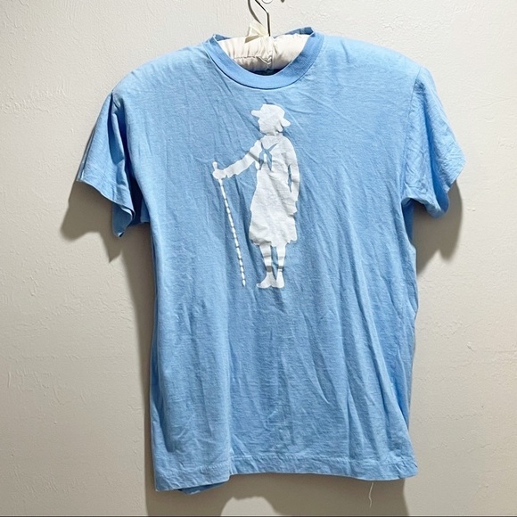 Vintage Light Blue Single Stitch Short Sleeve Tee Campfire Girl Graphic - Picture 1 of 5